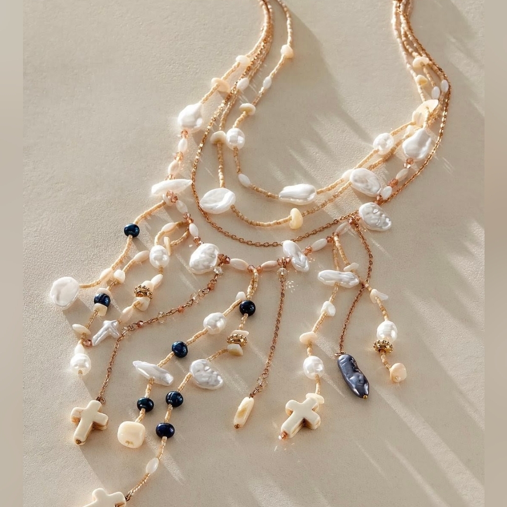 Free People Layered Charm Necklace Western Bohemian  Ariana Ost